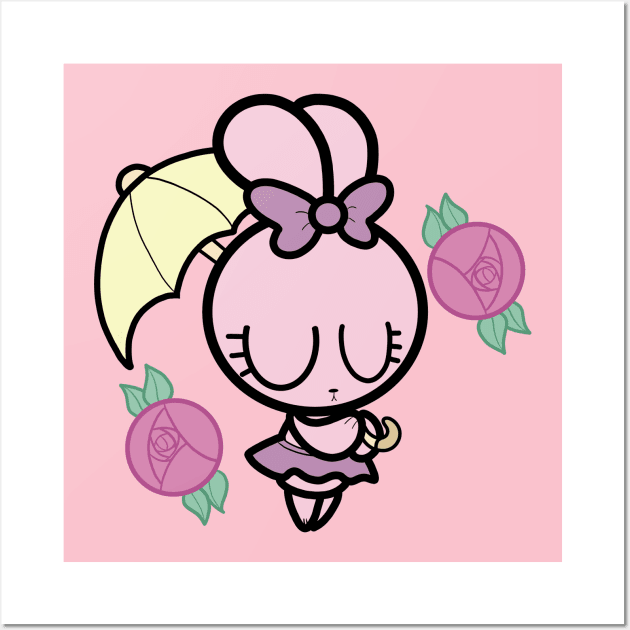 Pink Umbrella Bunny Wall Art by Ms.Tiny